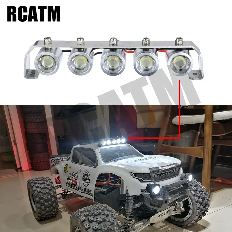 High Quality Metal Roof Light Spotlight 5 LED 5W Highlight For 1/10 RC Car TRX4 D90 D110 Axial Scx10 UDR X-MAXX E REVO Slash