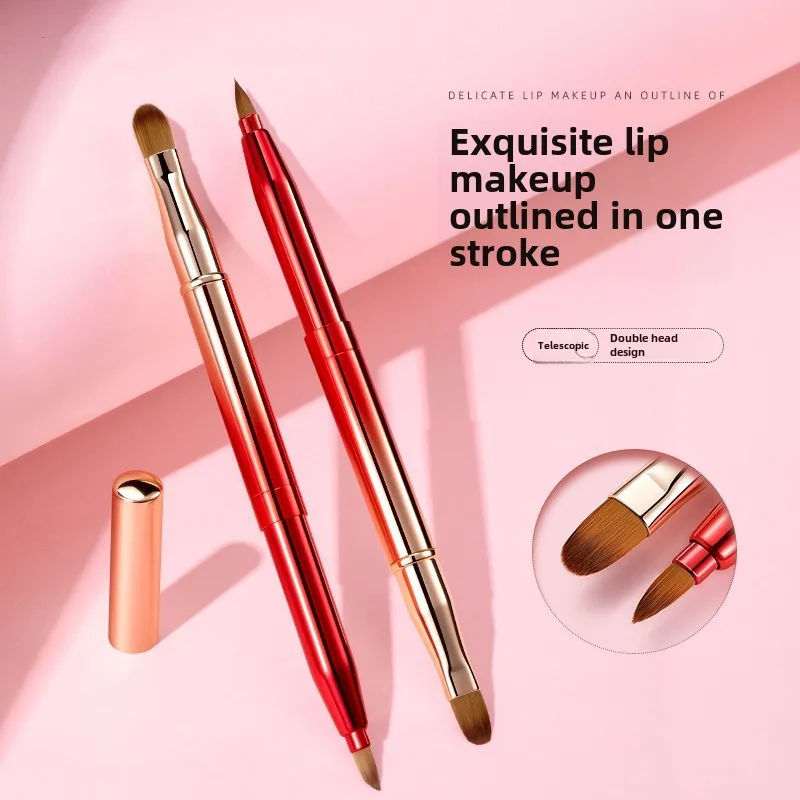 

Retractable Lip Brush Dual Head with Cover Concealer Makeup Brush Lipstick Brush Portable Multifunctional Makeup Tools