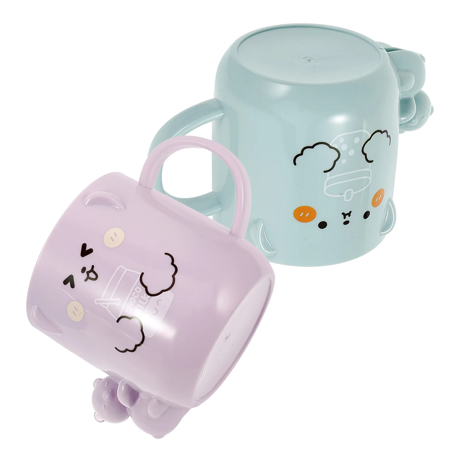 

2Pcs Cute Plastic Kids Cups 3D Bear Shape Toddler Water Cup Bathroom Tumbler Reusable Toothbrush Cups for Children Rinsing