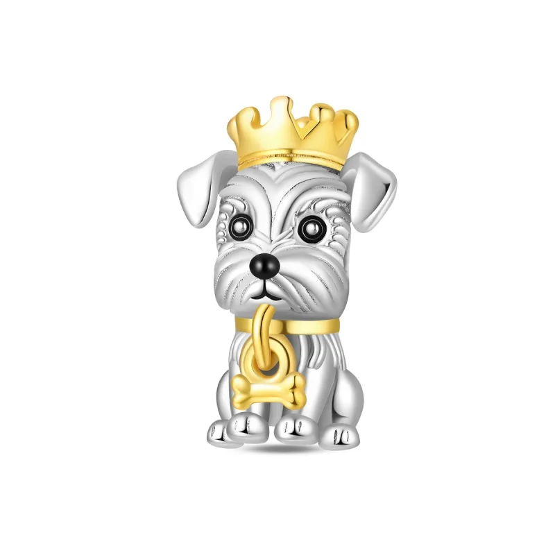 Original 925 Sterling Silber Schnauzer-Anhänger-Perlen für Damen, feiner DIY-Schmuck für Geburtstag und Jahrestag, Geschenke