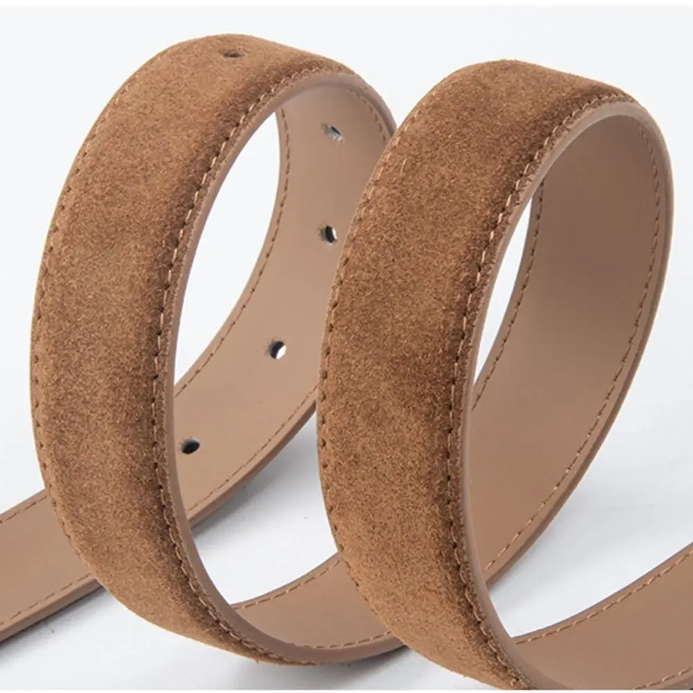 Fashion Luxury Design Suede Leather Belt Casual Trendy Pin Buckle Waistband Versatile Frosted Cowhide Belt Gifts