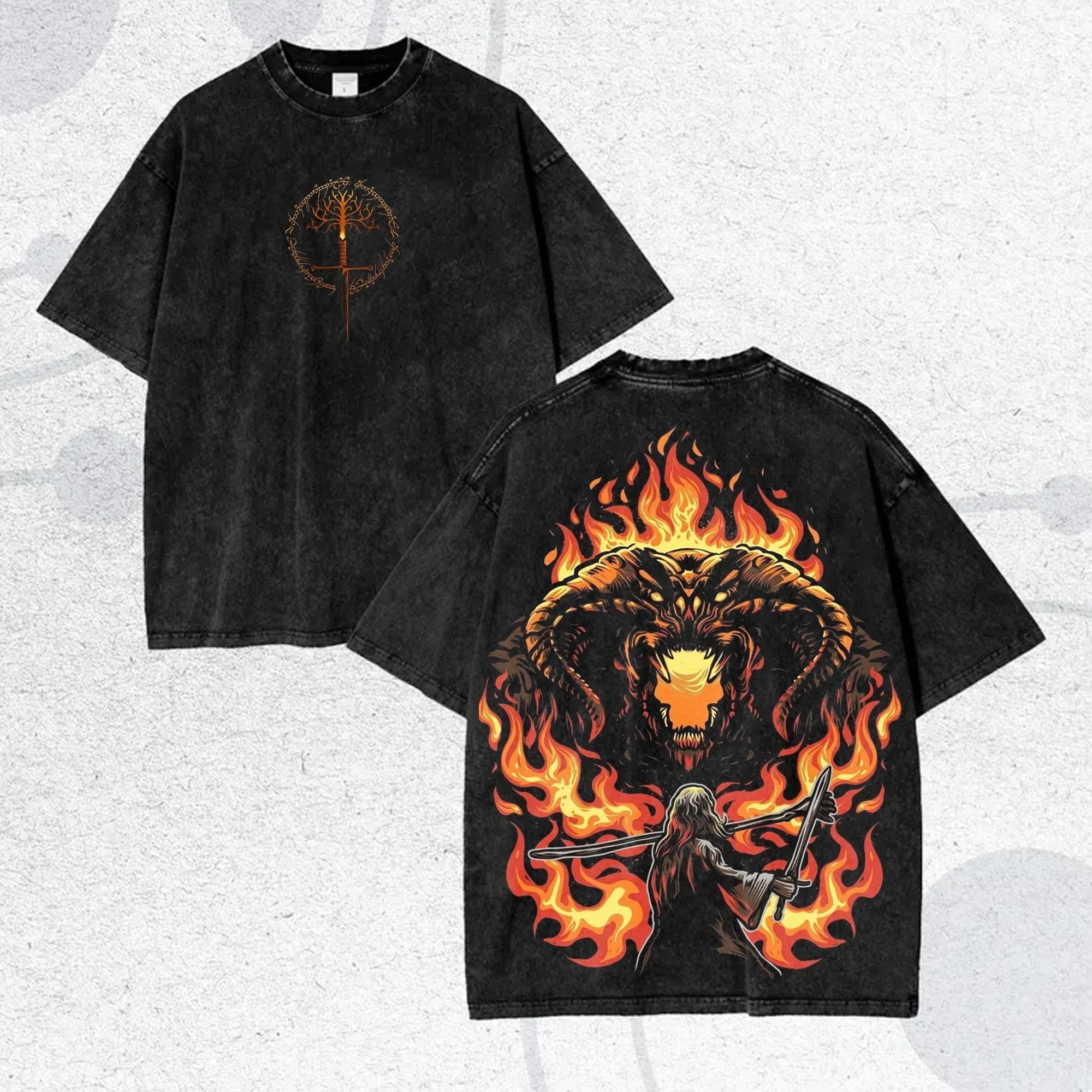 Lord of The Rings Sauron Vintage Graphic Tee Dark Fantasy Streetwear Men Women Cotton T-shirt Y2K Tolkien Fan Gift view 6