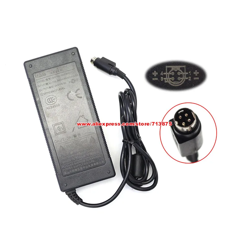 Genuine GM152-2400600-F AC/DC Adapter For GVE 24V 6.0A 144W Power Supply Round 4 Pins