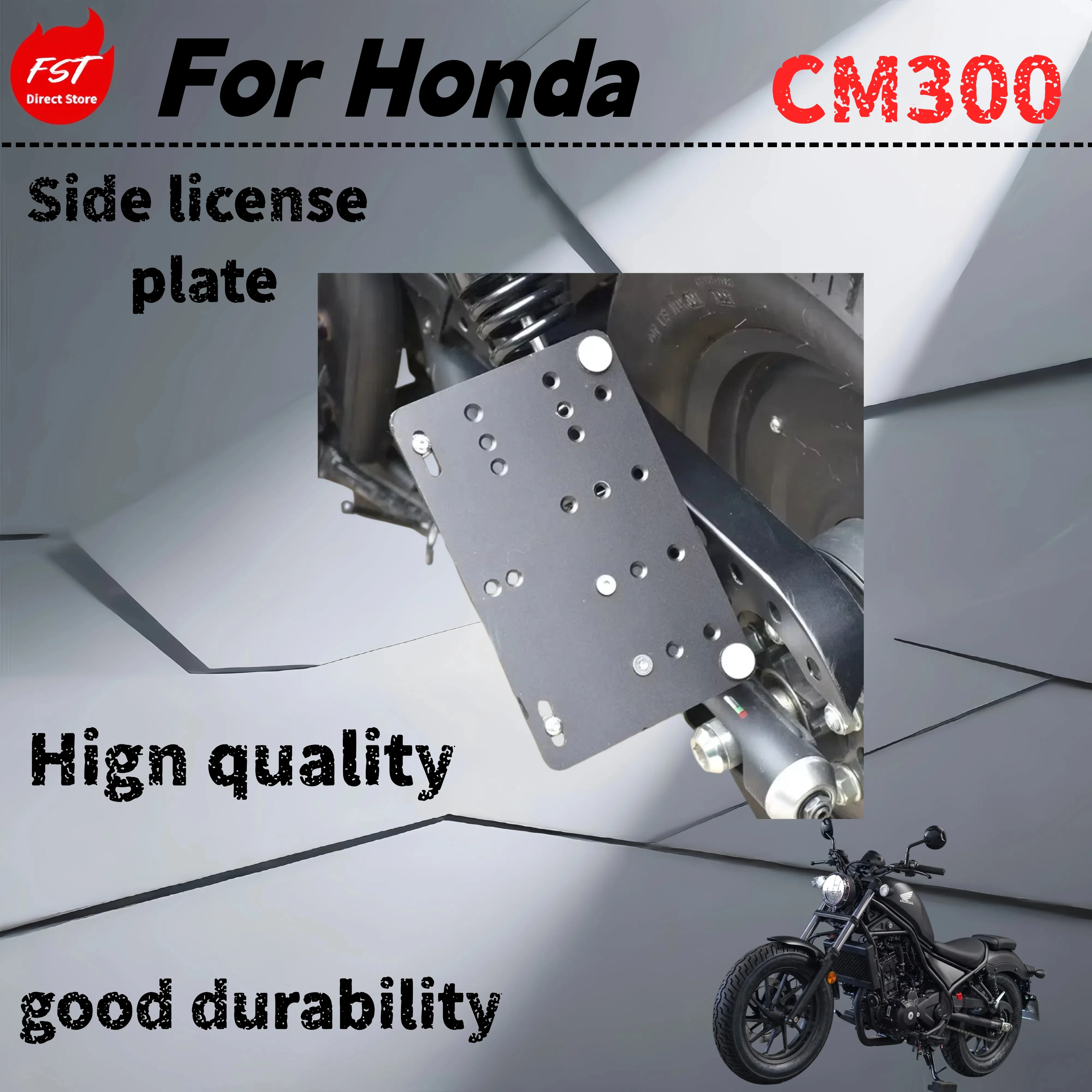 

For HondaCM300 modified retro aluminum alloy left license plate frame side horizontal and vertical bracket accessories