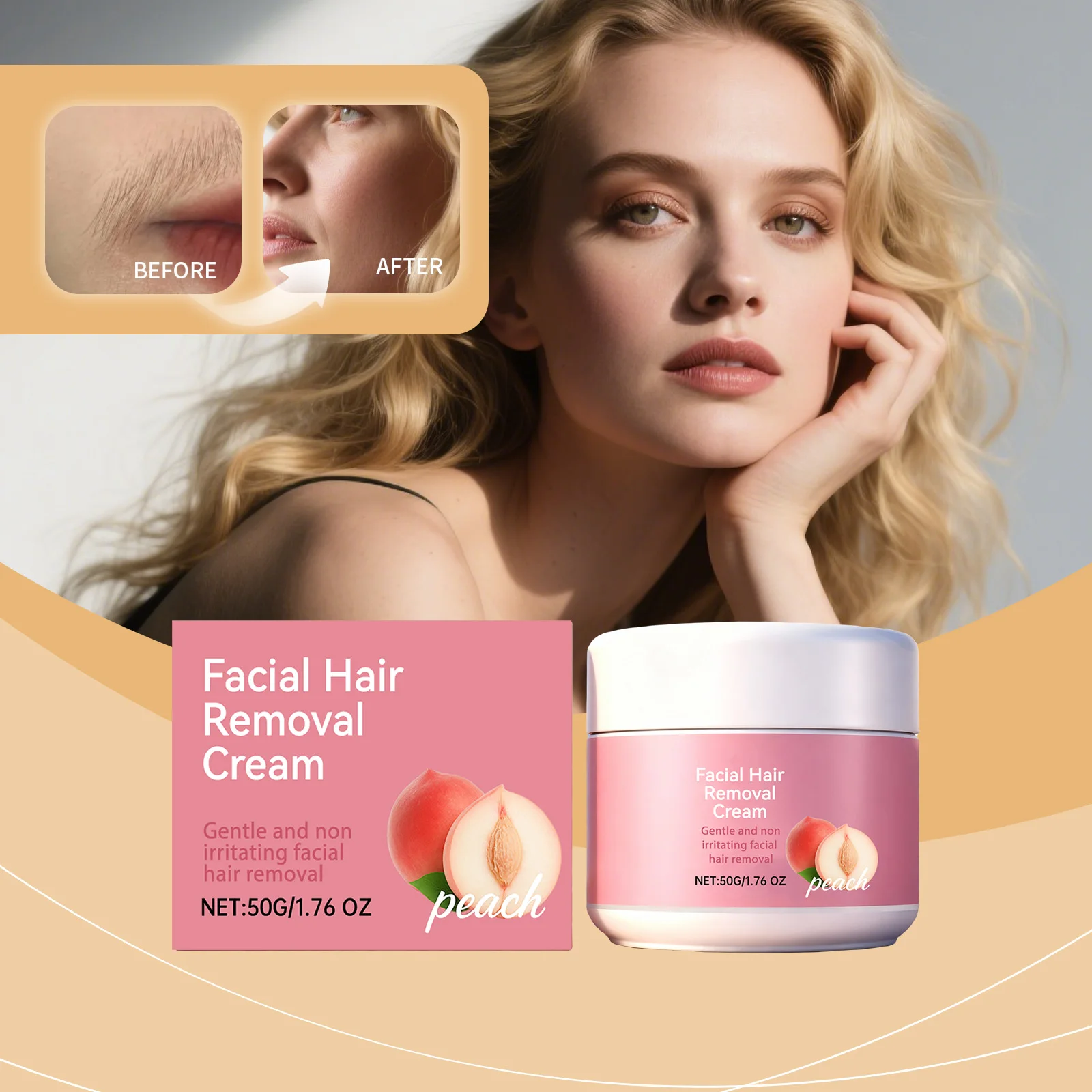 

Facial Gentle Hair Removal Cream Moisturizing & Gentle Care Cleansing Lip Hair Facial Skin Convenient&Smooth Hair Removal Cream