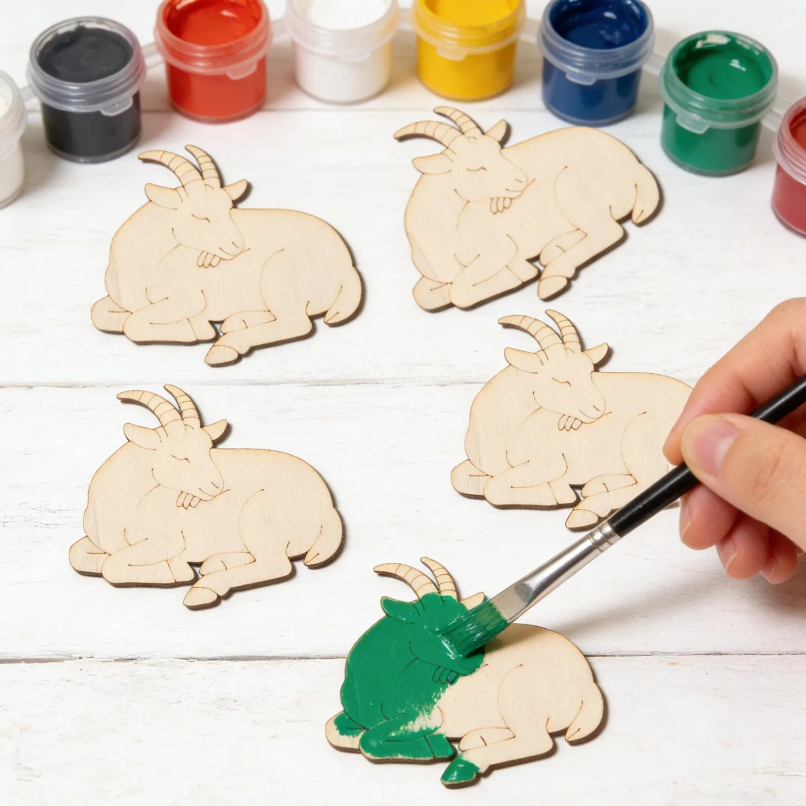 10pcs/set Unfinished Wood Sheep Animal Ornaments Wooden Craft Set for Wooden Hanging Ornaments,DIY Art Craft Painting Home Decor view 3