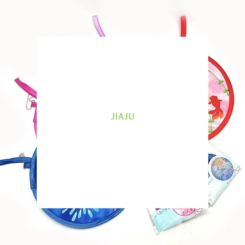 ~Foldable Round Hand Fan With Cute Colorful Prints And Portable Hanging Chain Perfect For Summer Outdoor Trips Daily Use