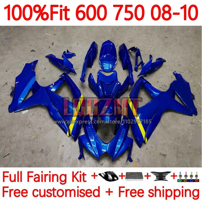 Injection For SUZUKI GSXR-600 K8 GSXR 750 600 CC GSXR750 GSXR600 2008 2009 2010 GSXR-750 08 09 10 New blue Fairings 97No.61