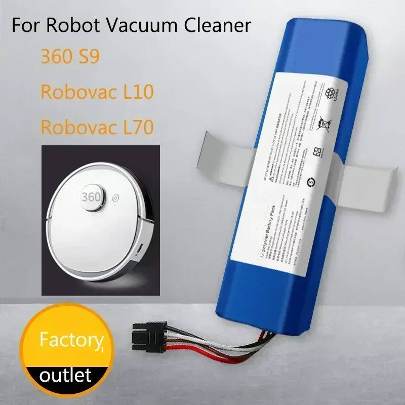 14.4V 12800mAh Compatible for Robovac L70 L10 Hybrid T2190 Compatible for Qihoo Compatible for 360 S9 X95 X90 Lithium Battery.