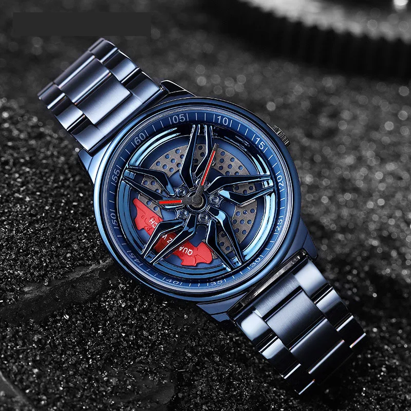 AL178 الساعة الرجالية الجديدة، سلسلة العجلات العصرية، هي ساعة كوارتز عصرية وفردية وغير رسمية بسوار فولاذي للرجال