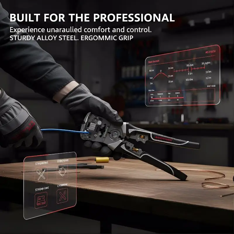 Multifunction Wire Stripper Pliers Automatic 24-10 AWG Cable Crimping and Cutting Tool for Residential Wiring and Repair