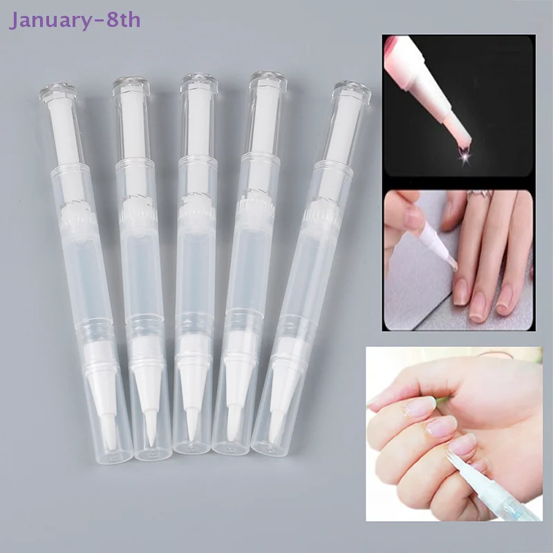 5pcs 3ml Travel Empty Twist Pen With Brush Cosmetic Container Nail Oil Lip Balm