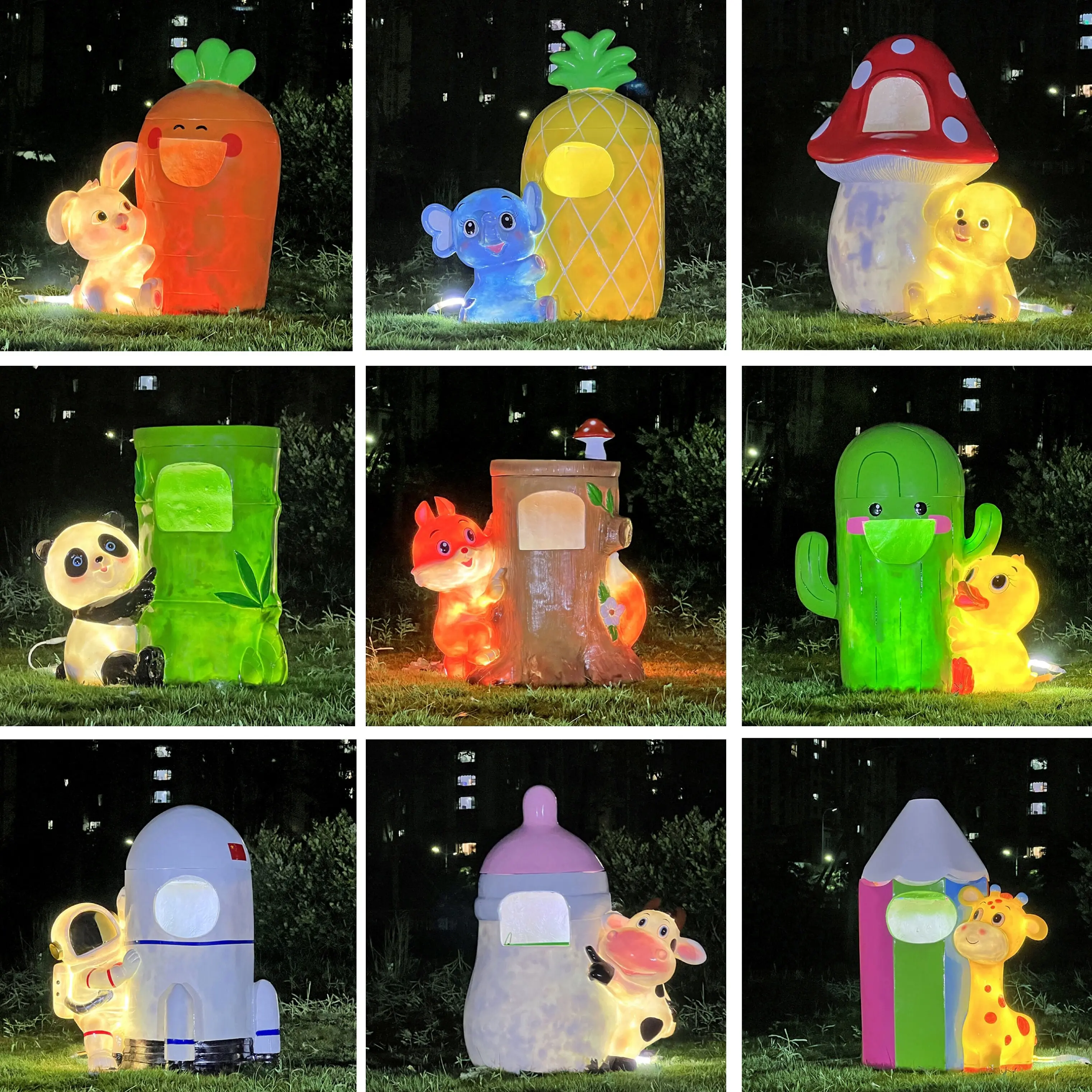 Cartoon creative trash can sculpture outdoor park landscape area kindergarten 3