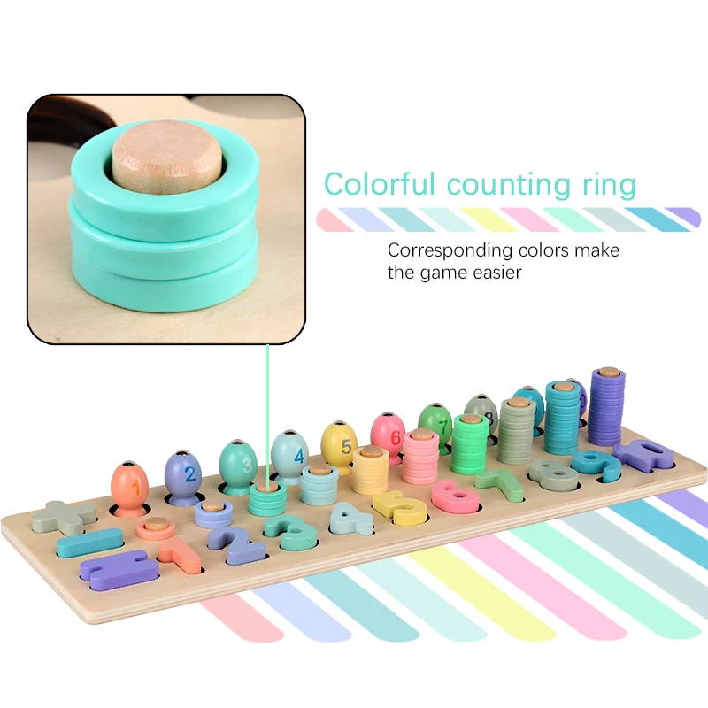 子供のためのモンテッソーリ教育木製パズル,いくつかの幾何学的図形をカウントするための数学ボード,ギフト