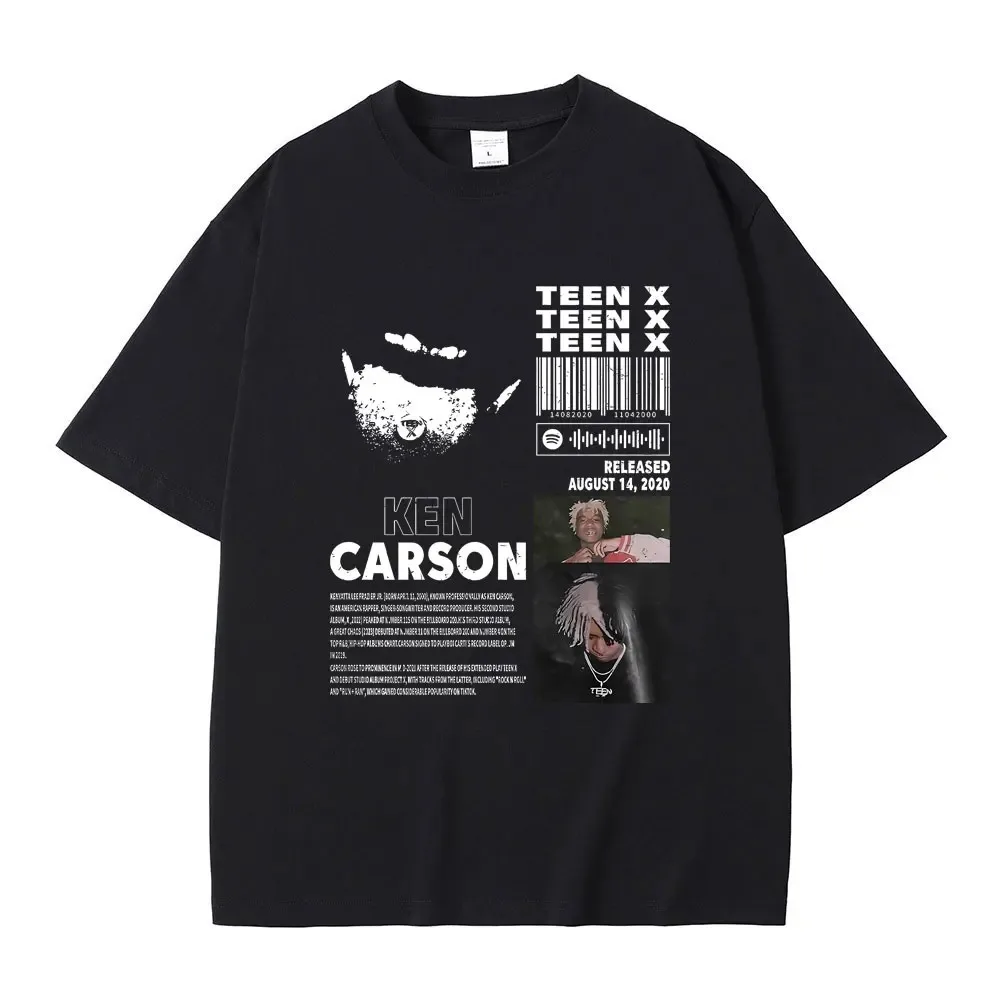 Raper Ken Carson Teen X Album muzyczny T-shirt z grafiką Playboi Carti z nadrukiem Opium T shirty męskie kobiety Hip Hop oversize Streetwear