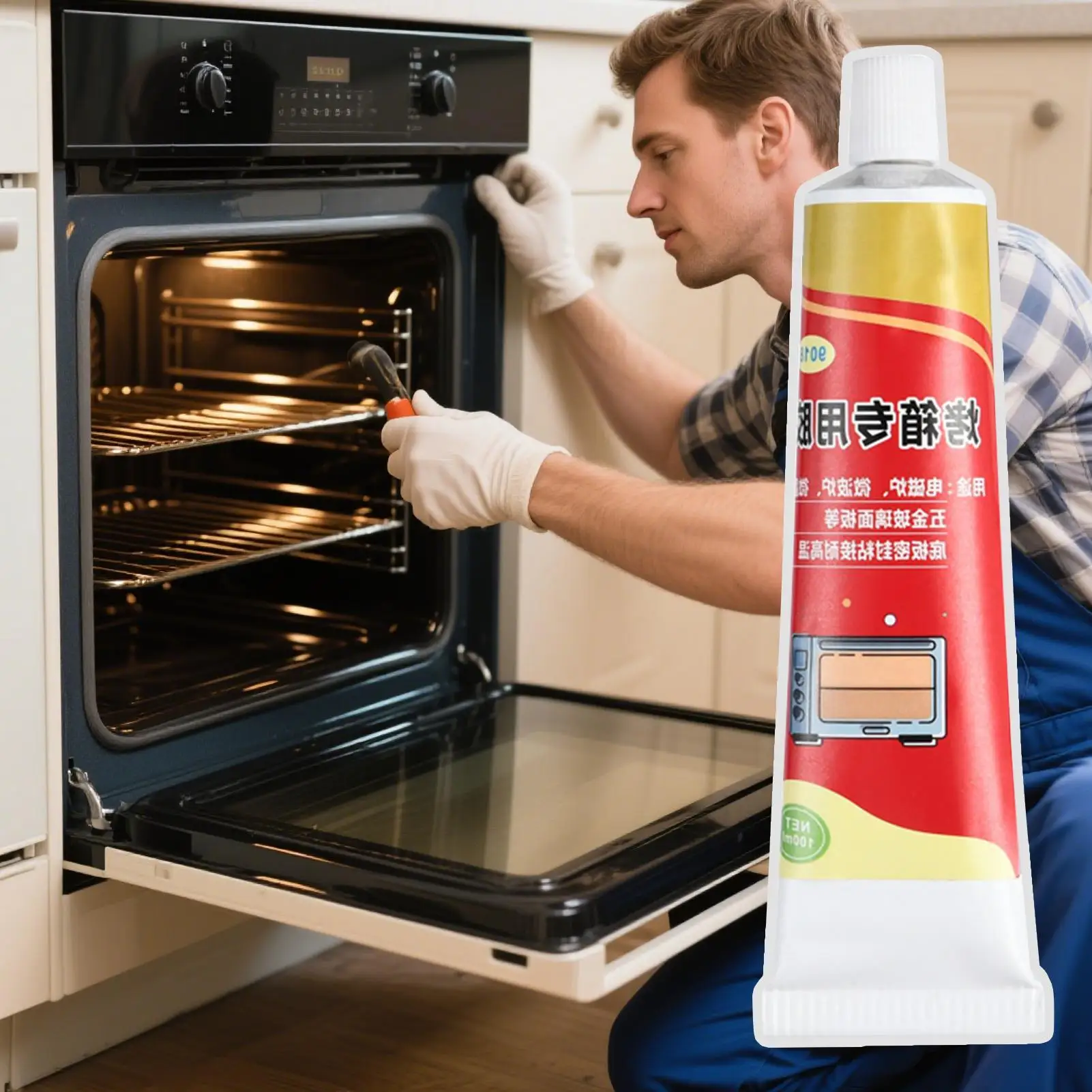 Oven Panel Adhesive 100ml High Temp Adhesive Leak-Proof Fast Drying Household Appliance Sealant for Microwave Grill Cooktop