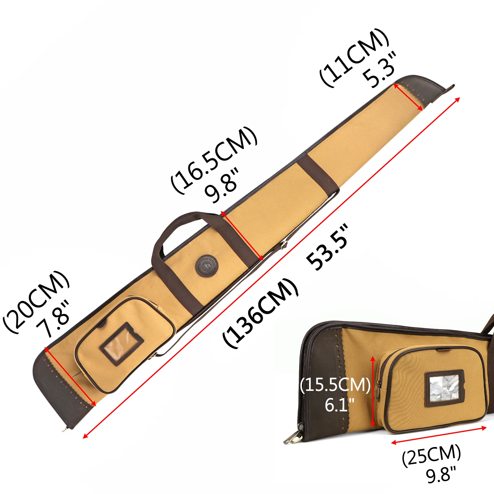 Tourbon acessórios de caça espingarda saco capa lona arma capa protetora deslizamento velo acolchoado transportadora 136cm com um bolso fora