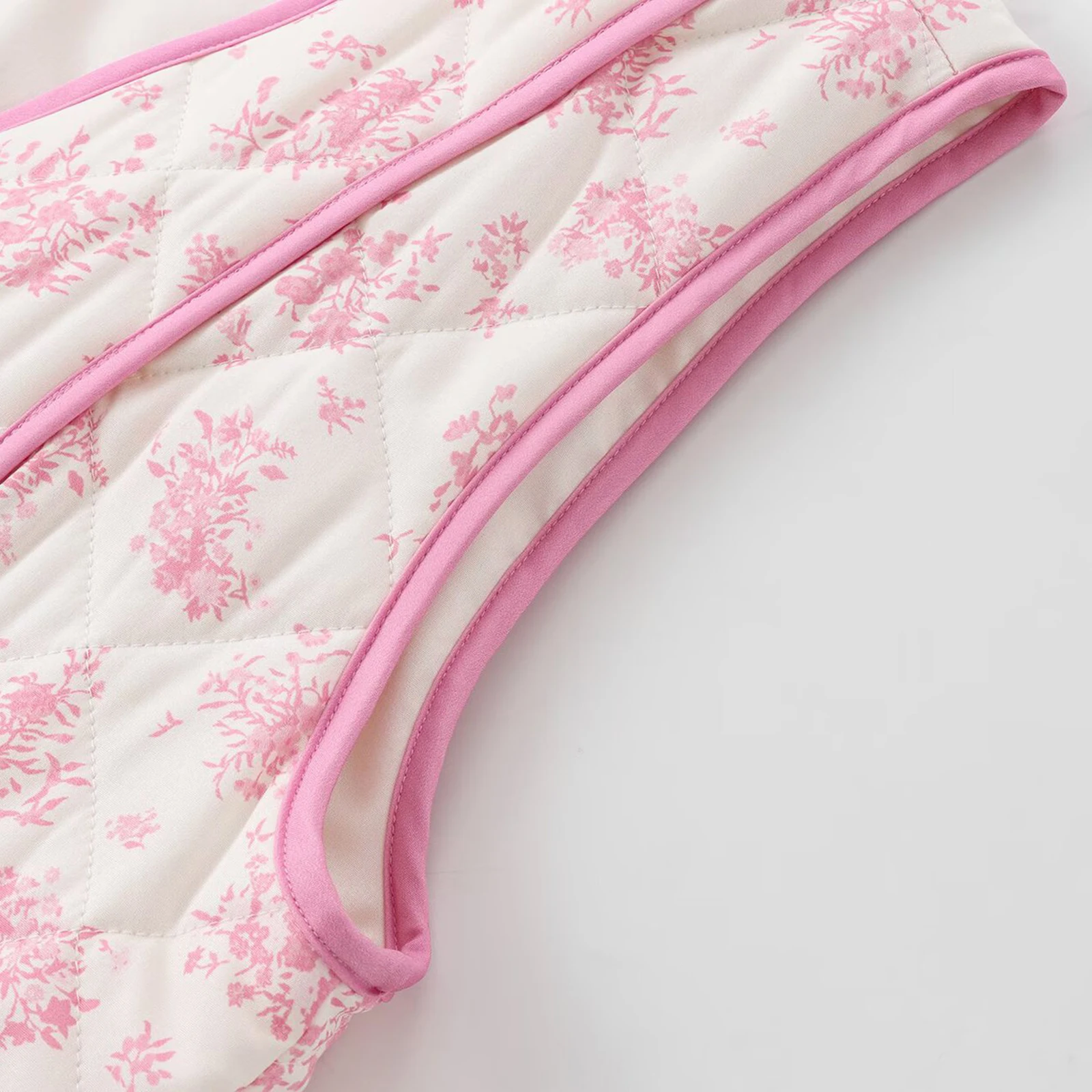 

Women's Fall Winter Bordered Vest Casual Loose Fit Stylish Floral Print Button V Neck Sleeveless Jacket