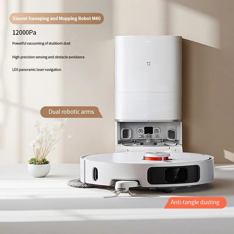 Робот-пылесос и швабра Xiaomi M40, ультравсасывание 12000 Па, 70 ℃   Самоочистка горячей воды, идеально подходит для паркетных полов