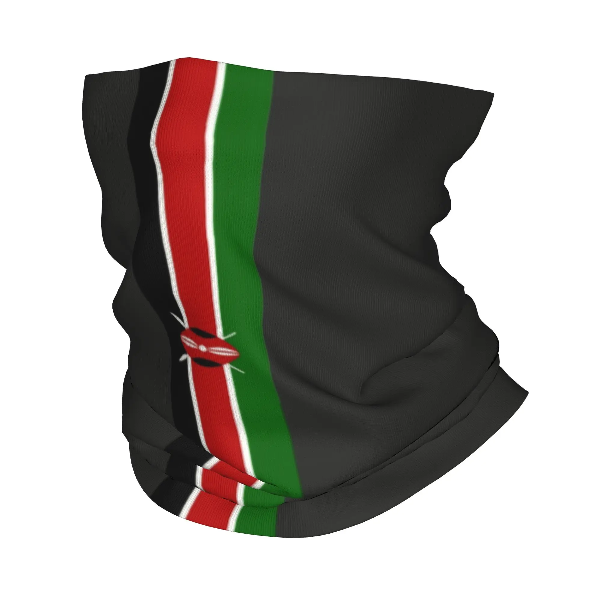 

Custom Kenya Stripe Flag Neck Gaiter Men Women UV Protection Winter Bandana Scarf for Cycling
