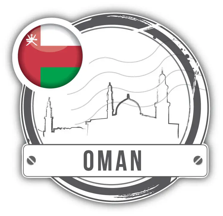 Oman Flag Stamp Car Bumper Sticker Decal-80s' Retro Logo for Windows, Cars, Trucks, Tool Boxes, laptops, MacBook Personality