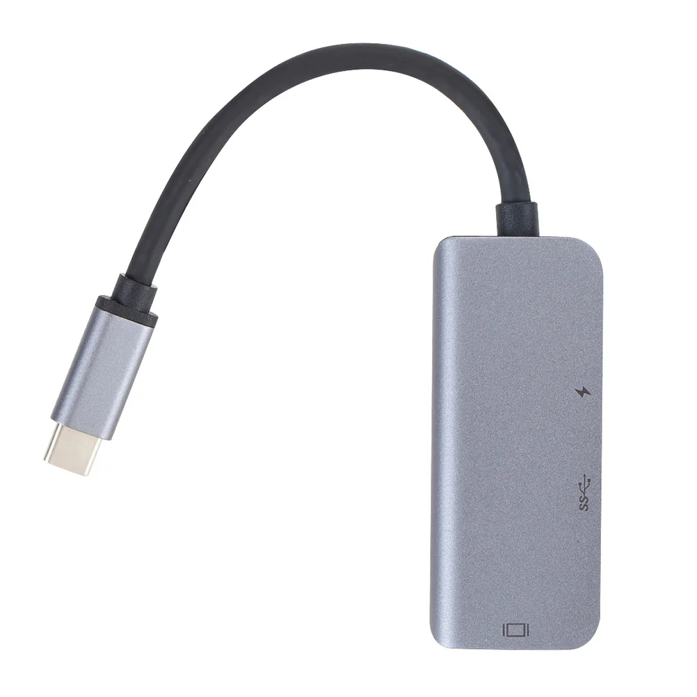 

USB 3.1 Type 3 in 1 Multi Port Adapter Silver Light Grey Compact Pd Charging USB C Converter for Computer Travel