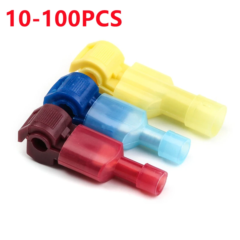 T-Tap Wire Connectors Self-Stripping Quick Splice Electrical Wire Terminals Insulated Male Disconnect Spade Lock Cable Crimp