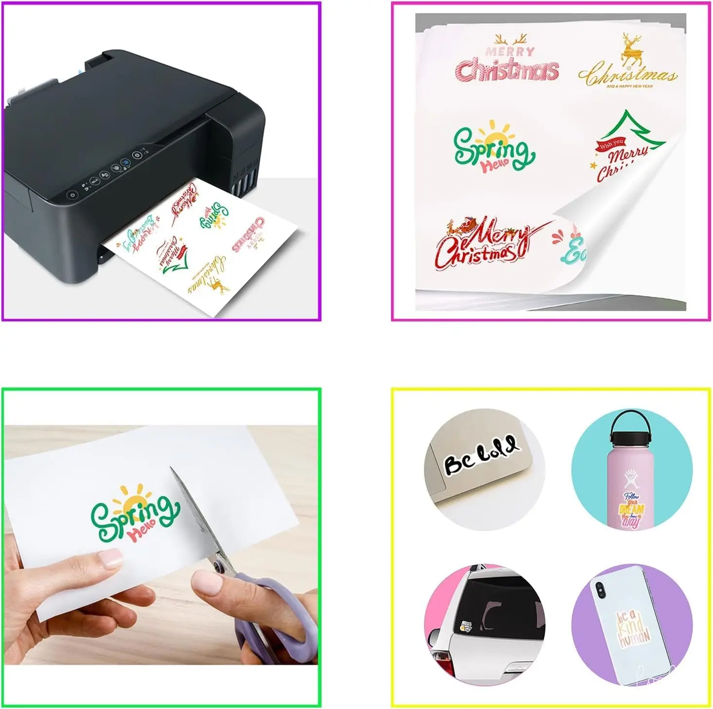 HUSPER A4 Size Self-Adhesive Matte Sticker Paper for Inkjet Printer 50 Sheets 128G Photo Paper