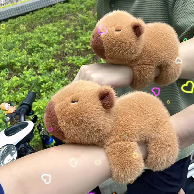 New Lovely Kawaii Capybara Animal Slap Snap Wrap Wristband Bracelet Capybara Plush Hand Ring Wristband Kid Toys Birthday Present