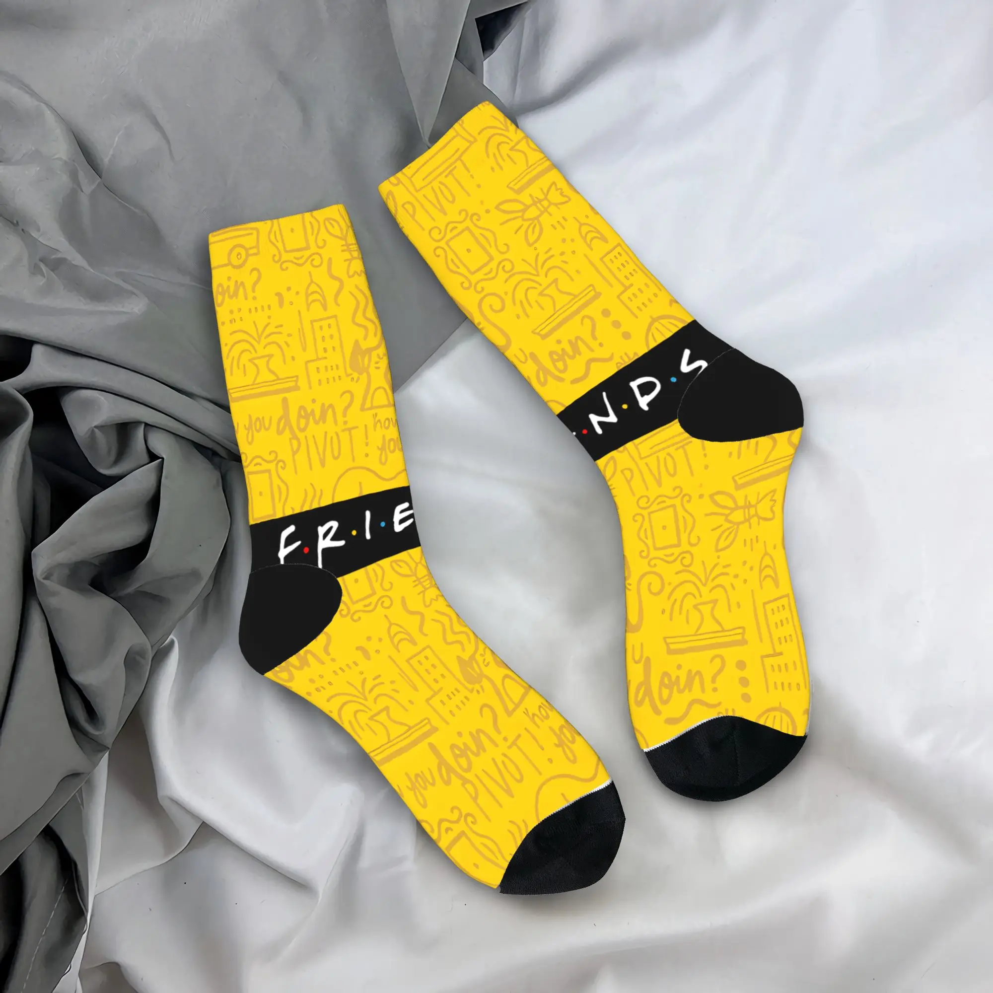 Couple Socks  Friends TV Show  Stockings Non Skid Medium Soft Socks Spring Korean Design Outdoor Socks