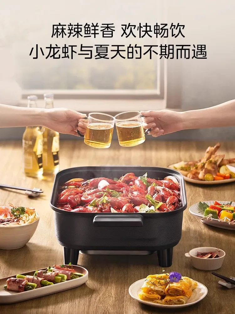 وعاء ساخن كهربائي متعدد الوظائف، شواء متكامل، أسماك مشوية خاصة للغلي والقلي