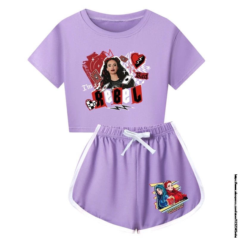 New Descendants 4 Summer Clothes Sets Kids Cartoon T-shirts Shorts Two-piece Set Baby Boys Tracksuit Girls Outfits Suit Gift