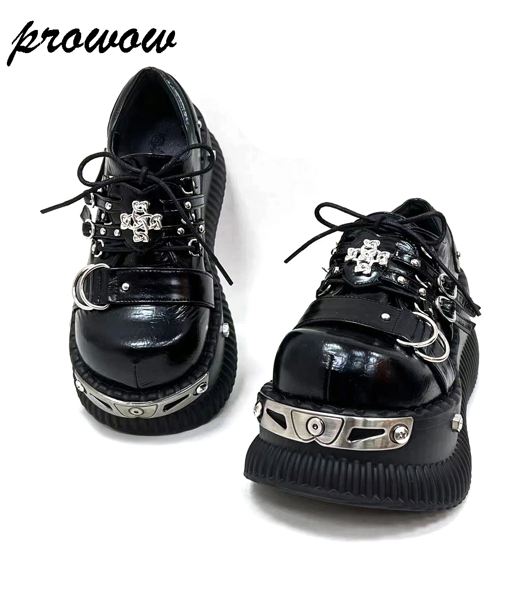 

Нишевая осенне-зимняя металлическая обувь в стиле панк с толстой подошвой, женская обувь Zapatos mujer