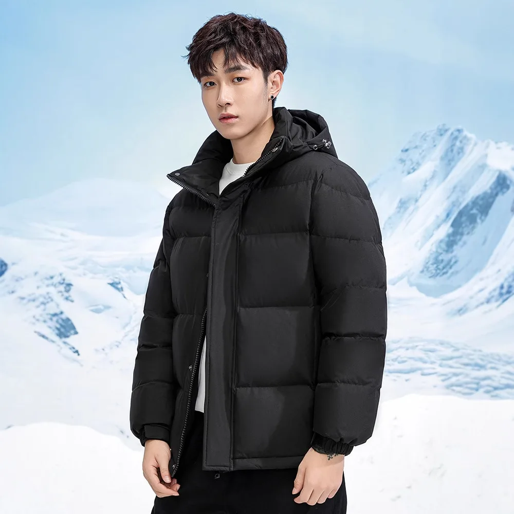 

Зимние новые модные короткие белые куртки на утином пуху, мужские утепленные куртки-пуховики с капюшоном для мужчин, повседневный школьный стиль JK-065
