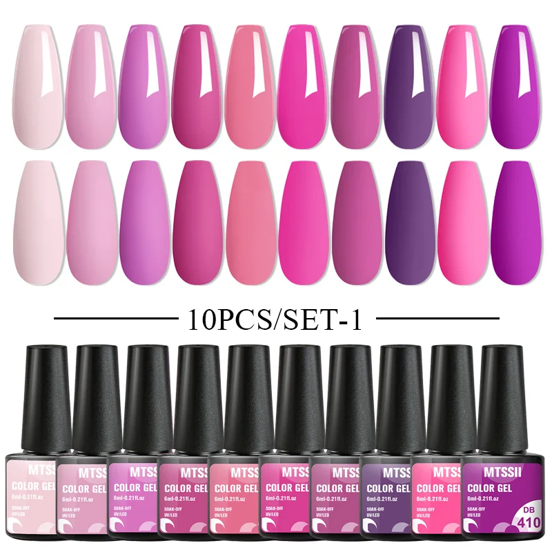 Mtssii 10 teile/satz Gel Nagellack Set lila rosa Nagel Gel semi permanent UV LED Lack Nail Art Design Nagel Gel Set einweichen