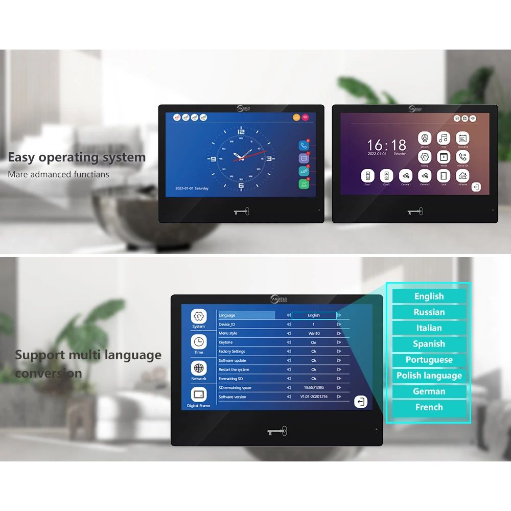 Anjielosmart Tuya อินเตอร์คอมหน้าจอสัมผัส10นิ้วออดประตูสำหรับจอมอนิเตอร์สมาร์ทโฮมประตูกล้องโลหะมุมกว้างกันน้ำ