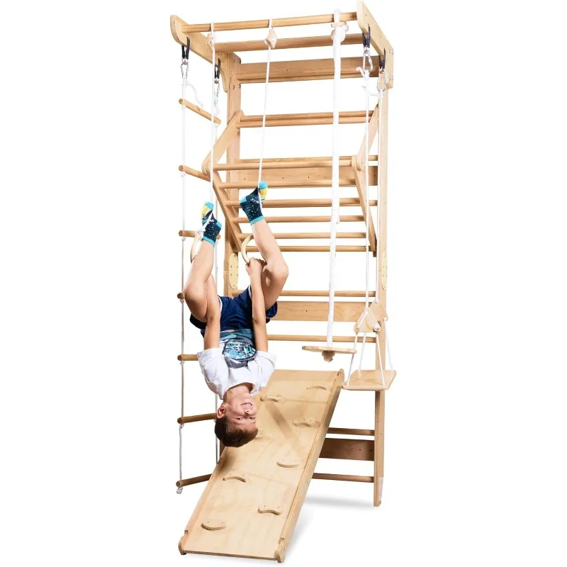 

WEDANTA Wooden Swedish Ladder Wall Set – Kids Stall Bars for Exercise – Kids Swedish Gymnastic Wall Gym