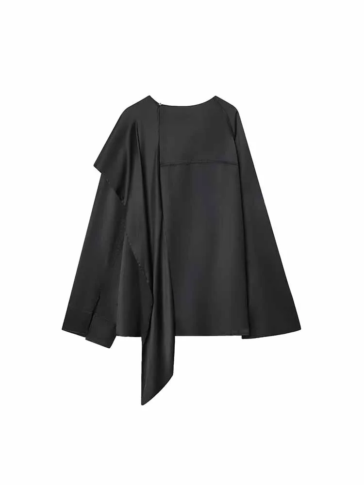 Estilo europeu e americano outono e inverno novo design de roupas femininas elegantes e simples capa de camisa solta e versátil