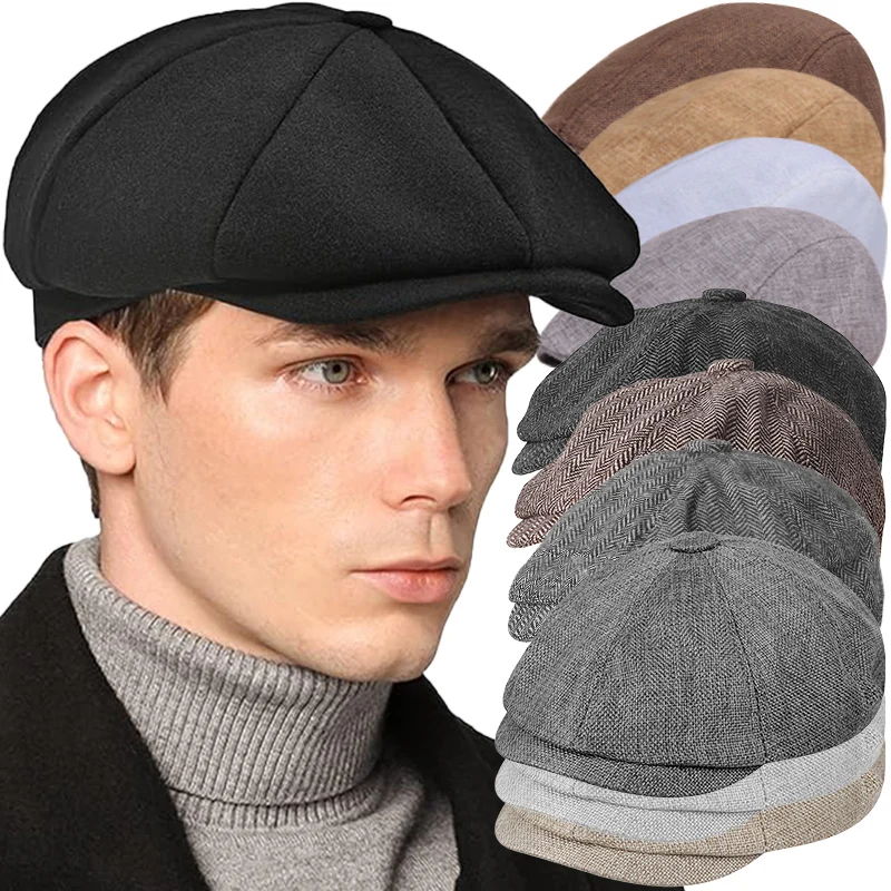 Fashion Classic Hat for Men Caps Vintage Retro Tweed Peaky Blinders Beret Hat Flat Peaked Cap Street Hats for Women Men
