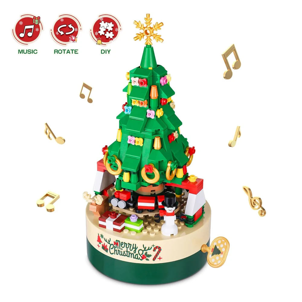 

Christmas Tree Building Block Kit DIY Music Box Creative Gift Set for Boys Girls Teen Adult