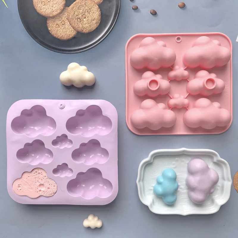 8-Cavity Cloud Shaped Silicone Candy Mould Chocolate Pudding Dessert Cake Baking Mould Kitchen Tool Candle Soap Making