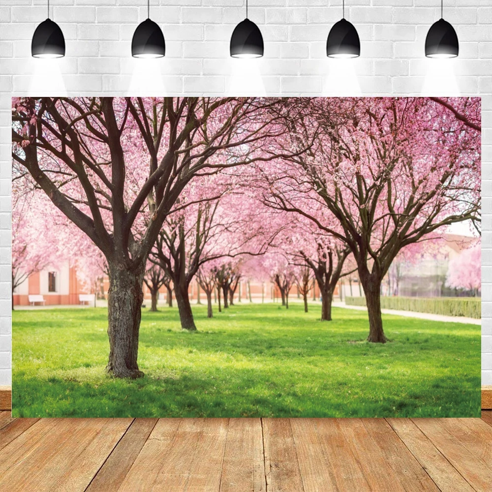 Spring Japan Mount Fuji Scene Photography Backdrop Pink Cherry Blossom Natural Landscape Photographic Background Photo Studio