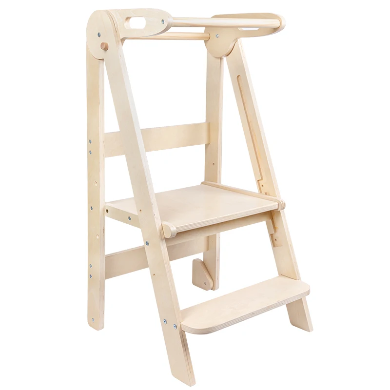 

2023 New Kids Montessori Furniture Kitchen Helper Step With Blackboard Children Stool Adjustable Wood Foldable Learning Tower