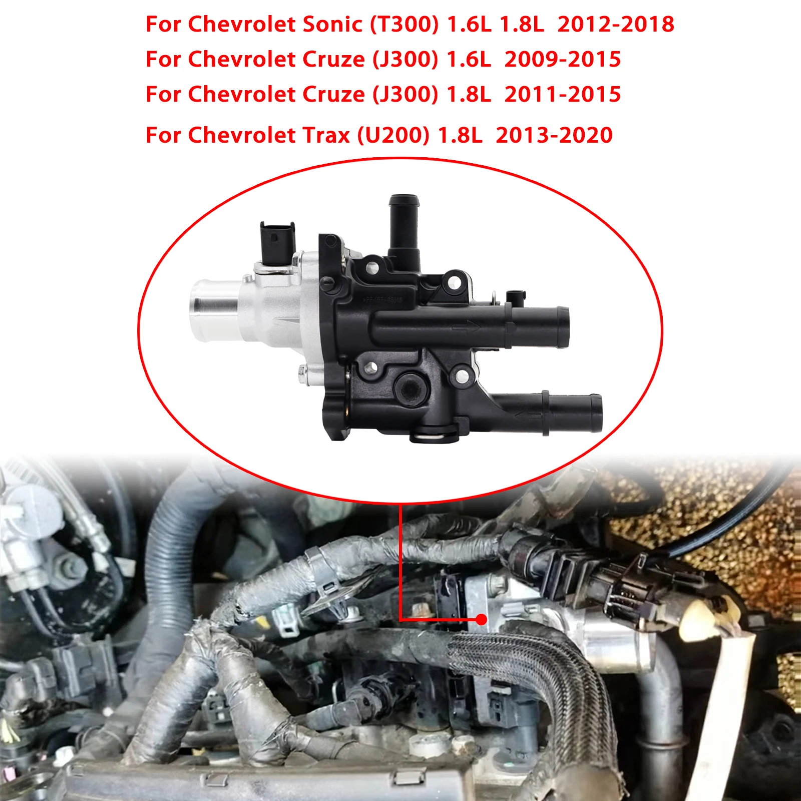 Coolant Thermostat Housing For Chevy Chevrolet Sonic Cruze 1.6L 1.8L 25192228 US