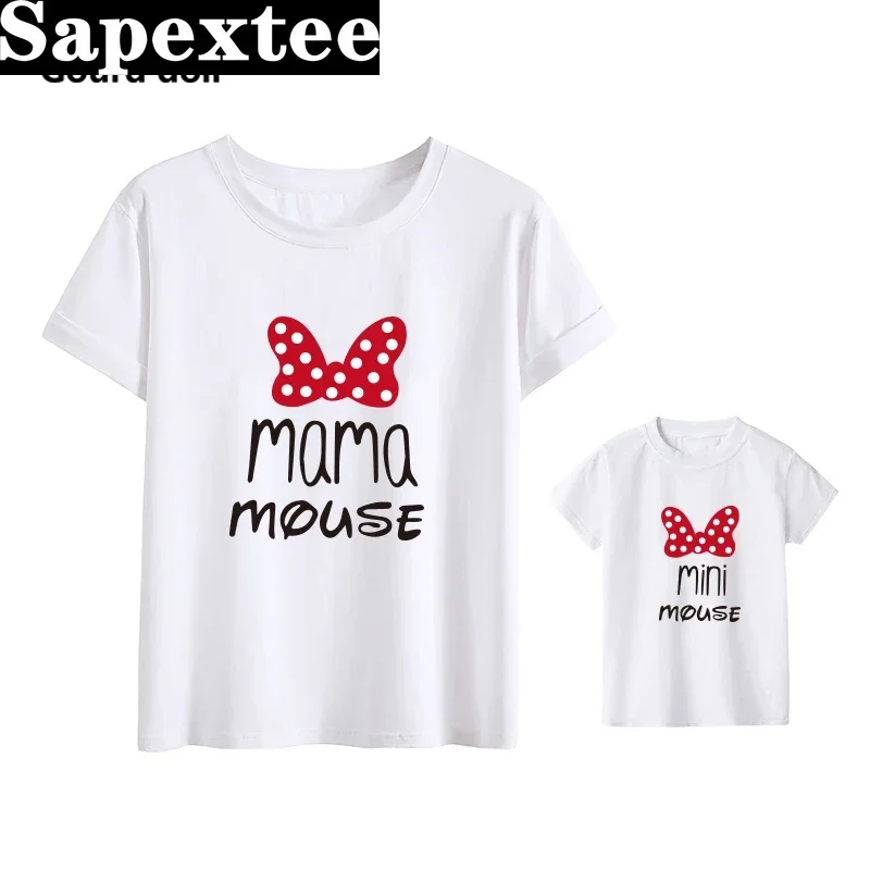 Cotton family matching clothes Outfits Mother And Daughter T-Shirt  Mommy and Me Clothes lovely Blouse kids baby girl boys Look