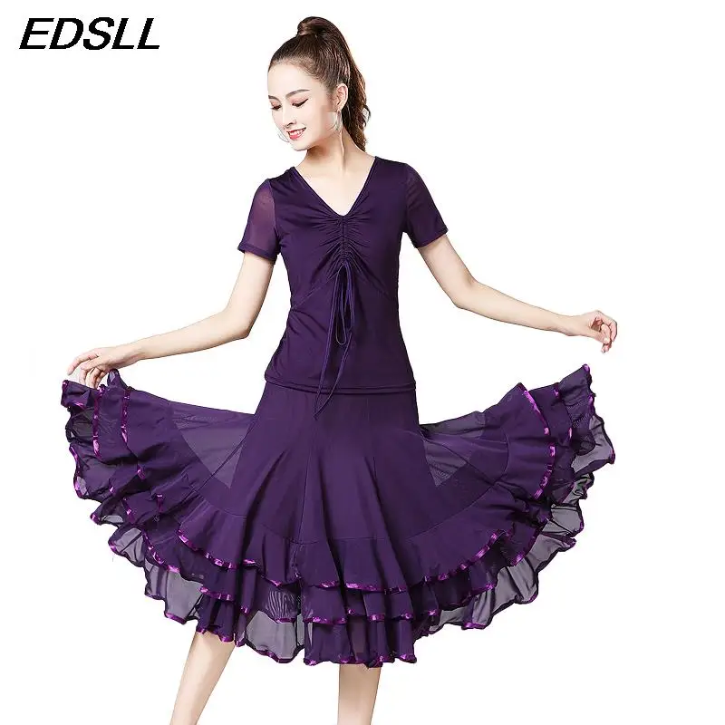 Latin Dance Erwachsene Tanz Praxis Kostüm Frauen Walzer Tango Modern Dance Training Anzug Großen Rock Dance Performance Kostüm