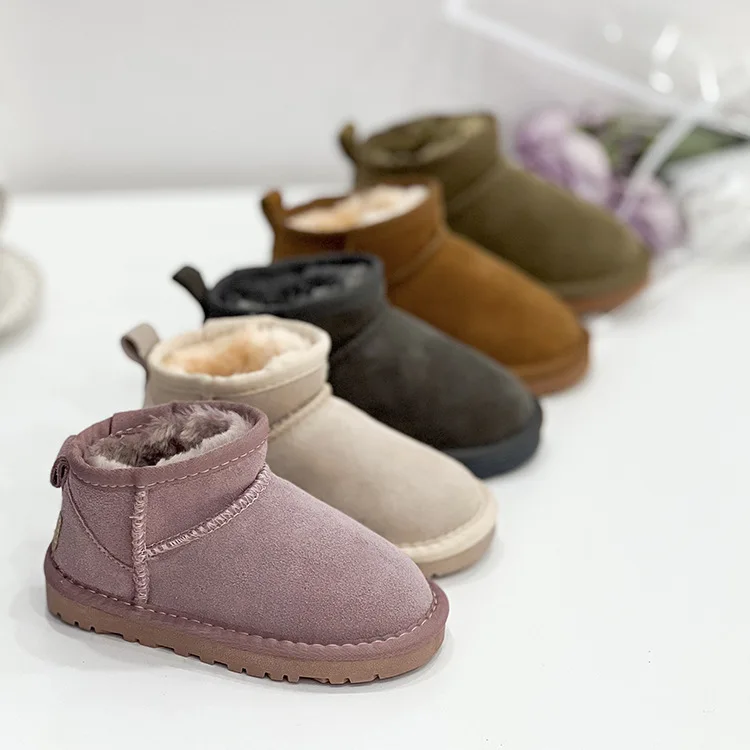 Kids Stinger Micro Boot Ultra Mini Classic Boot Grey Suede Sheepskin Short Plush Keep Warm Uggy Snow Boots