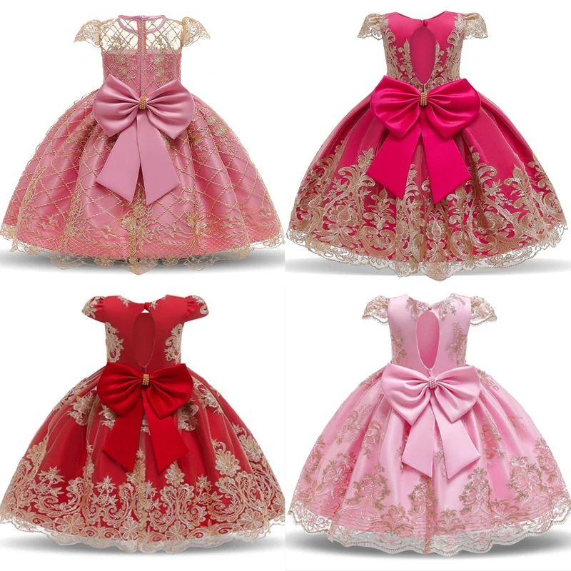 Baby Girls Birthday Vintage Princess Dress Baby Embroidery Gown Vestidos Girl Wedding Dress Kid Formal Occasion Gala Gown Baby