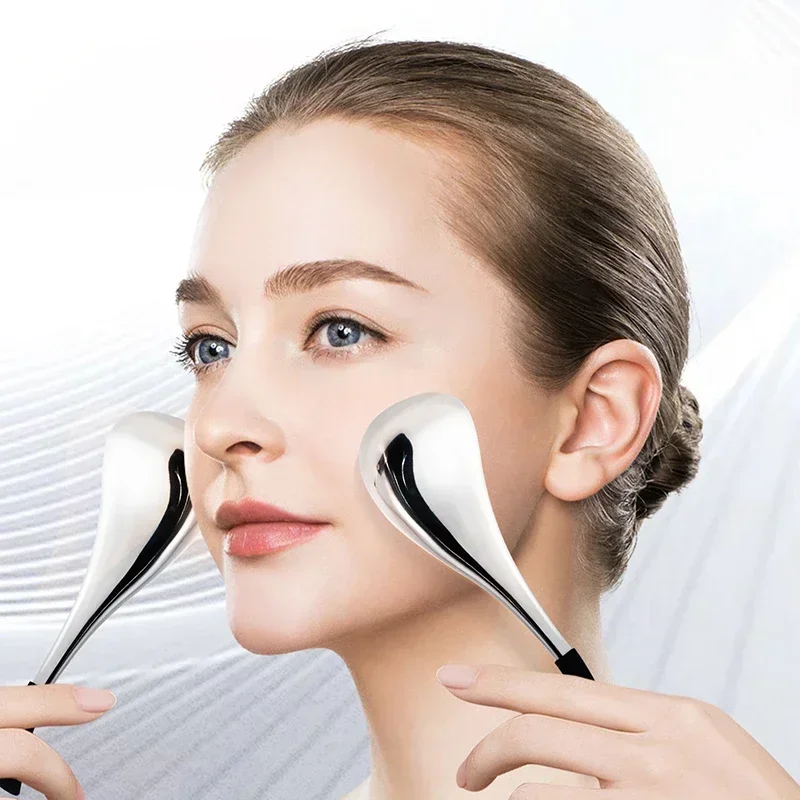 2/1PC ลูกโลกน้ําแข็ง Facial Skin Care เครื่องมือสําหรับใบหน้าและดวงตาสแตนเลสความงาม Cryo Sticks ผู้หญิง Cooling สปาลูกโลกเย็น Roller