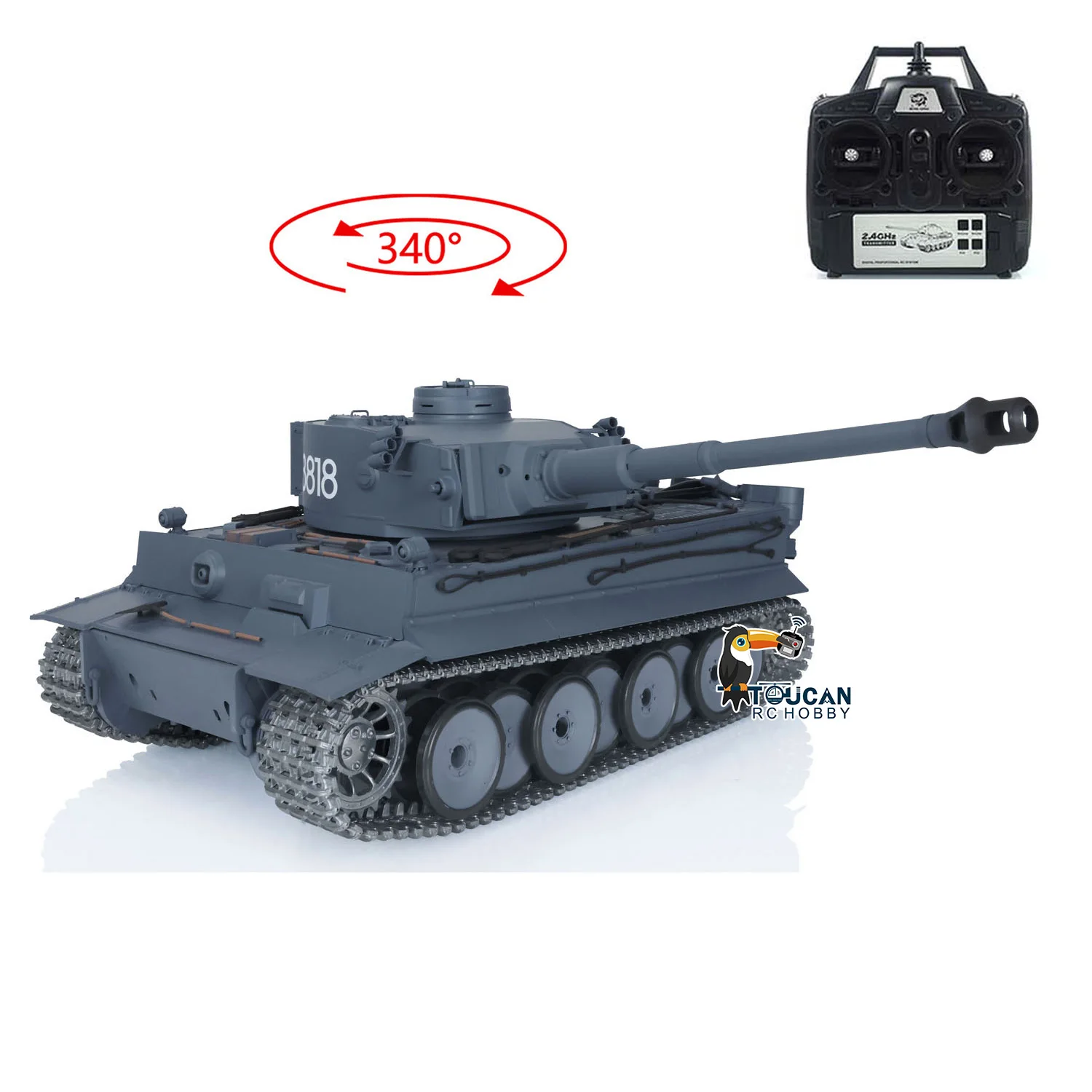 US Stock Toy Gifts 1/16 Heng Long TK7.0 Tiger I RTR RC Tank Toy 3818 Upgraded Metal Version Model TH17239